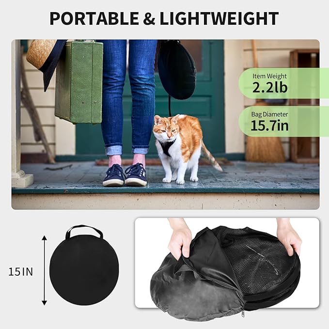 Rest-Eazzzy Cat Tent Outdoor, Pet Enclosure Tent Suitable for Cats and Small Animals, Indoor Playpen Portable Exercise Tent with Carry Bag(Pet Tent&amp; Tunnel) S