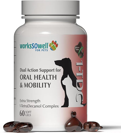 1TDC WorksSoWell Dual Action Joint Supplement for Dogs &amp; Cats - Hip and Joint Supplement for Large Breed &amp; Small Breed - Also Great for Oral Health - Muscle &amp; Stamina Recovery &amp; Arthritis - 60ct