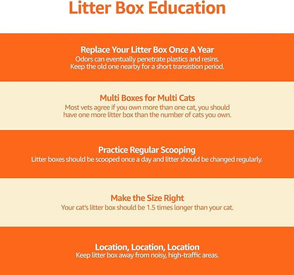 Amazon Basics Large Cat Litter Box with High Sides, Top Entry, Includes Scoop, 20.5 x 14.75 x 14.38 inches, Grey