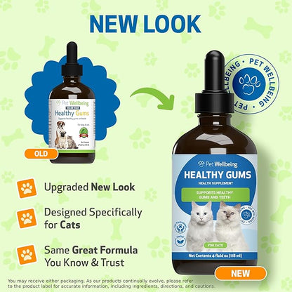Pet Wellbeing Healthy Gums for Cats - Gums &amp; Dental Health, Oral Care, Healthy Breath, Coenzyme Q10, Zinc Oxide, Calendula, Marshmallow Root - Veterinarian-Formulated Holistic Topical 4 oz (118 ml)
