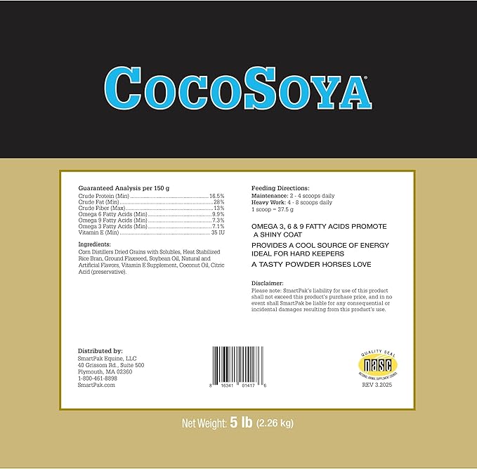 Uckele CocoSoya Granular Horse Supplement - Omega Fatty Acid Supplement for Horses - Equine Vitamin &amp; Mineral Supplement - 5lb