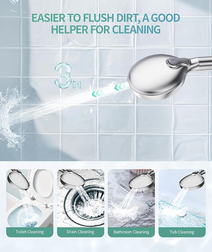 Filtered Shower Head with Handheld, High Pressure 9 Spray Mode Chrome Showerhead with 4 Filters, Detachable Shower Head, Water Softener Filters Beads for Hard Water - Remove Chlorine