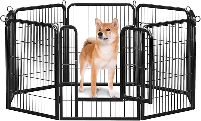 32 Inch Dog Playpen - 8 Panels Metal Pet Exercise Pen for Small-Medium Dogs, Indoor/Outdoor Dog Fence for Yard, Garden, Camping &amp; RV Travel