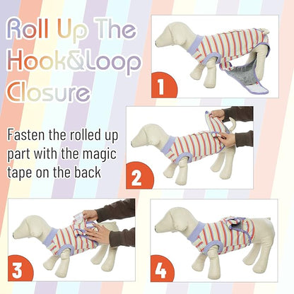 FUAMEY Recovery Suit for Dogs After Surgery,Soft Breathable Dog Bodysuit E-Collar &amp; Cone Alternative Surgical Suit,Male Female Dog Neuter Spay Suits Anti Licking Wounds Onesie Purple Stripes XXL