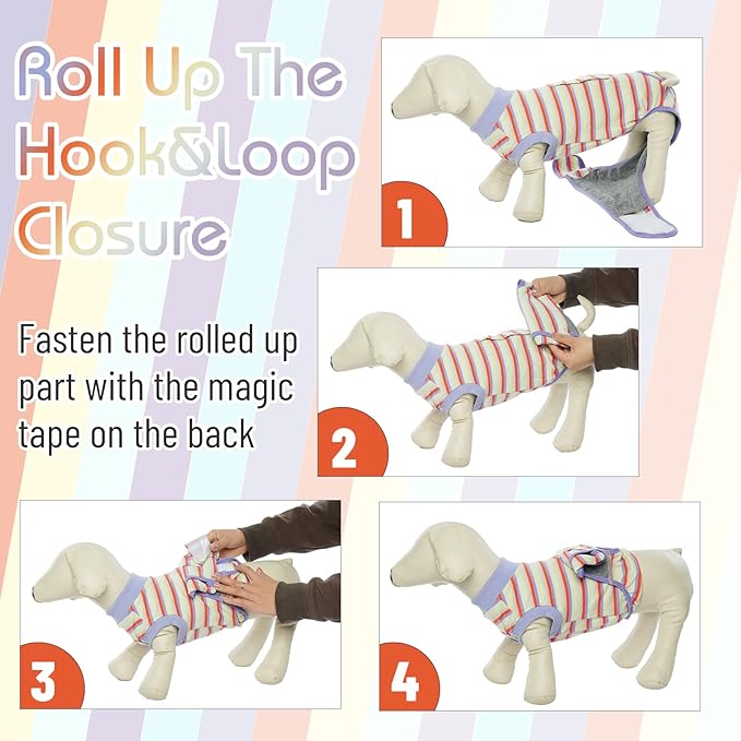 FUAMEY Recovery Suit for Dogs After Surgery,Soft Breathable Dog Bodysuit E-Collar &amp; Cone Alternative Surgical Suit,Male Female Dog Neuter Spay Suits Anti Licking Wounds Onesie Purple Stripes XS
