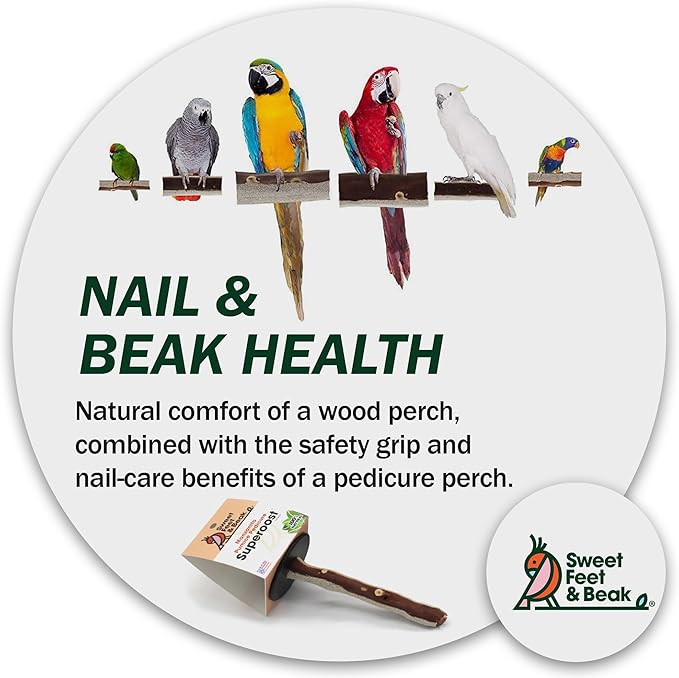 Superoost Manzanita Pumice Pedicure Perch- Easy to Install Bird Cage Accessories for Healthy Feet, Nails and Beak - Natural Bird Perches Imitates Birds&