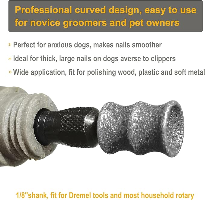 Dog Nail Grinder and Trimmer Bits for Dremel - Dog Nail Grinder Attachment - Painless Pet Nail File &amp; Clipper for Large, Medium and Small Dogs &amp; Cats 2Pack