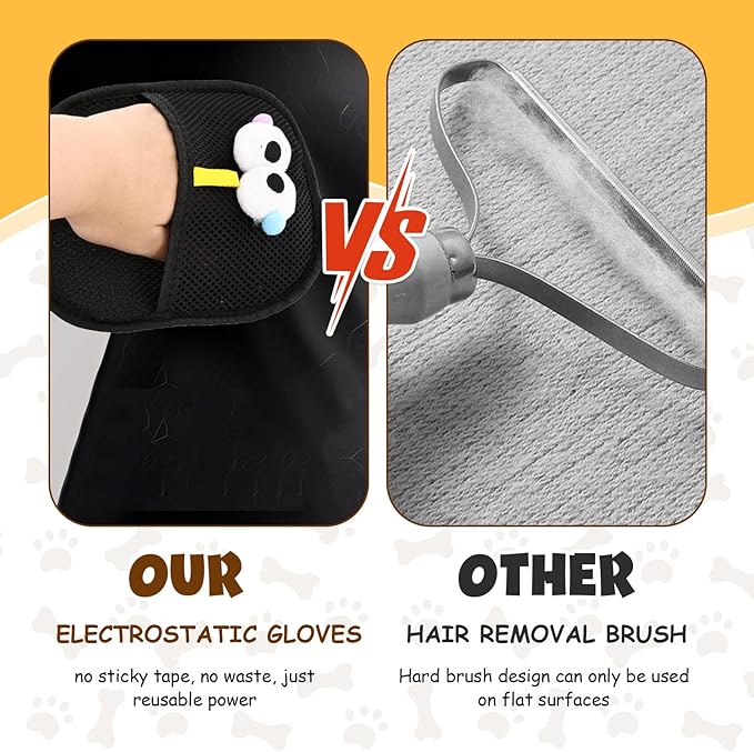 2 PCS Electrostatic Pet Hair Remover, Pet Hair Remover Tool for Cats &amp; Dogs, Cleaning Gloves for Carpet, Couch, Furniture, Car Seat, Double-Sided, Reusable, Washable