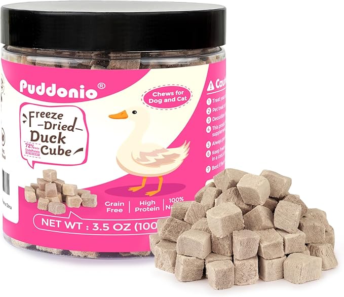 Freeze Dried Cats &amp; Dogs Raw Treats, All Natural Single Ingredient Duck Breast, High Protein Healthy Pet Training Treats or Food Topper, 3.5 oz