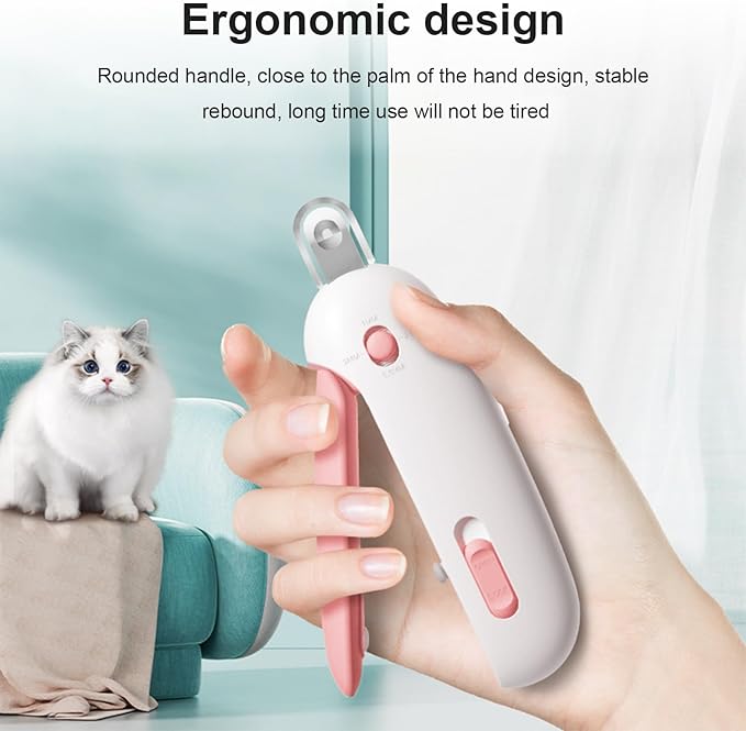 Pett Nail Clipper for Cats - Gentle Round-Hole Trimmer with Dust Storage | Adjustable Size &amp; Hidden Nail File | Pet Grooming Tool for Safe &amp; Loving Care (Pink)