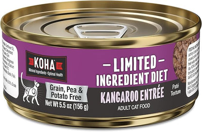 KOHA Limited Ingredient Diet Kangaroo Pate for Cats - Single Meat Cat Food for Sensitive Stomachs - Pate Kangaroo Cat Food with No Fillers - 5.5 oz Pack of 24