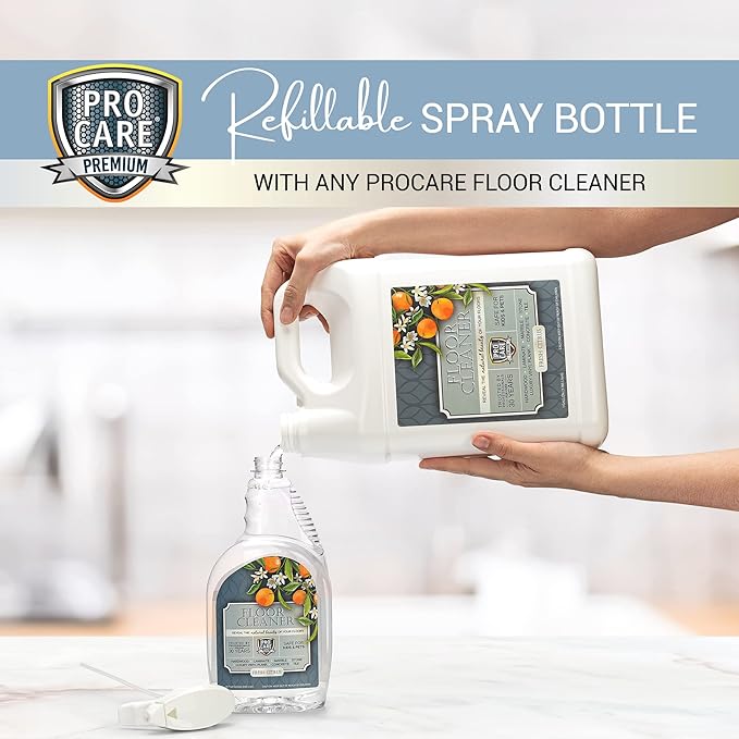 ProCare Citrus Floor Cleaner (Made in USA) | Tile, Stone, Laminate, Vinyl &amp; Natural Wood Floor Cleaner for Mopping, Floor Cleaning Solution with Citrus Aroma - 32oz / 0.95L Spray Bottle
