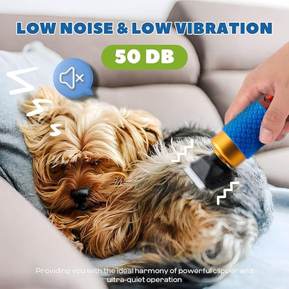 Pet Grooming Clippers 200W, Plug-in with 3m Power Cord &amp; Stepless Speed Control, Low Noise < 50db, Heavy-Duty Dog Hair Trimmer Kit with Extra Detachable Blade &amp; 2 Limit Combs of 4 Sizes