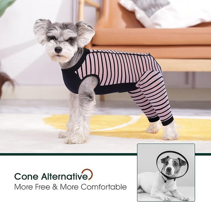 Kuoser Dog Recovery Suit for Back Legs,Soft Dog Surgery Suit with Sleeves to Stop Licking,Dogs Recovery Sleeve Elbow Protector Pet Surgical Onesie for Abdominal Wounds Dogs Cone Alternative,Pink M