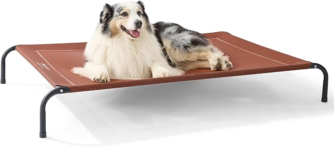 Bedsure Outdoor Elevated XL Dog Bed, Portable Indoor &amp; Outdoor Cooling Raised Cot Pet Hammock Bed with Skid-Resistant Feet, Frame with Breathable Mesh, Terracotta, 54 inches