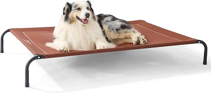 Bedsure Outdoor Elevated XL Dog Bed, Portable Indoor &amp; Outdoor Cooling Raised Cot Pet Hammock Bed with Skid-Resistant Feet, Frame with Breathable Mesh, Terracotta, 54 inches