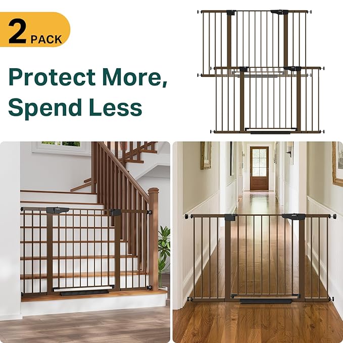 Cumbor 2 Pack 29.7"-51.5" Extra Wide Baby Gate for Stairs, Mom&