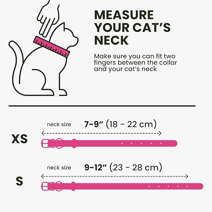 BRONZEDOG Leather Cat Collar with Removable Bells Non Breakaway Kitten QR Tag for Girl Boy (9" - 12" Cats/Mini Dogs, Pink &amp; Gold)