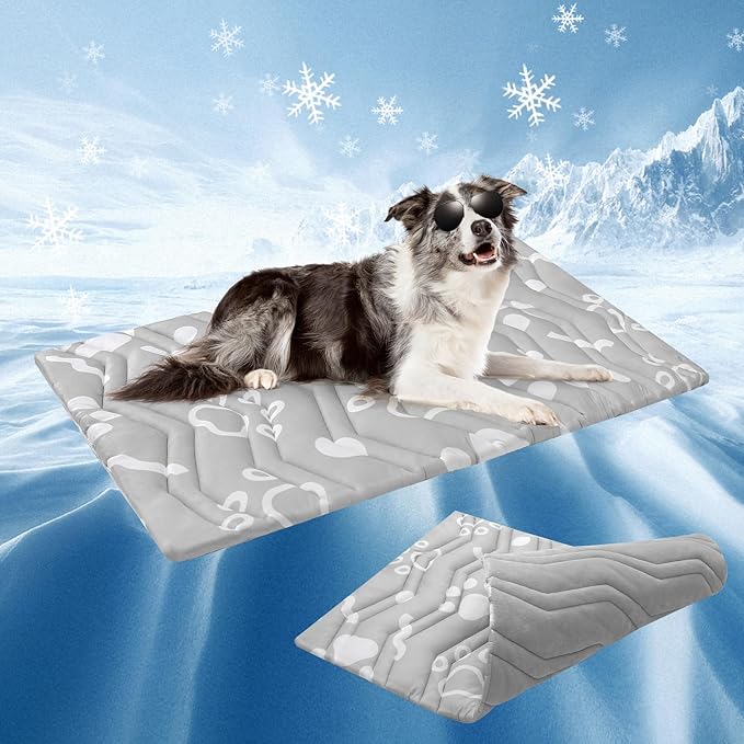 BEAUTYZOO Upgrade Dog Cooling Mat Extra Large, Reversible Self-Cooling Mat for Dogs, Thicken Pet Ice Cool Pad Blanket for Summer Kennel Sofa Bed Floor Car Seat, Machine Washable&amp;Foldable, 48"x28"