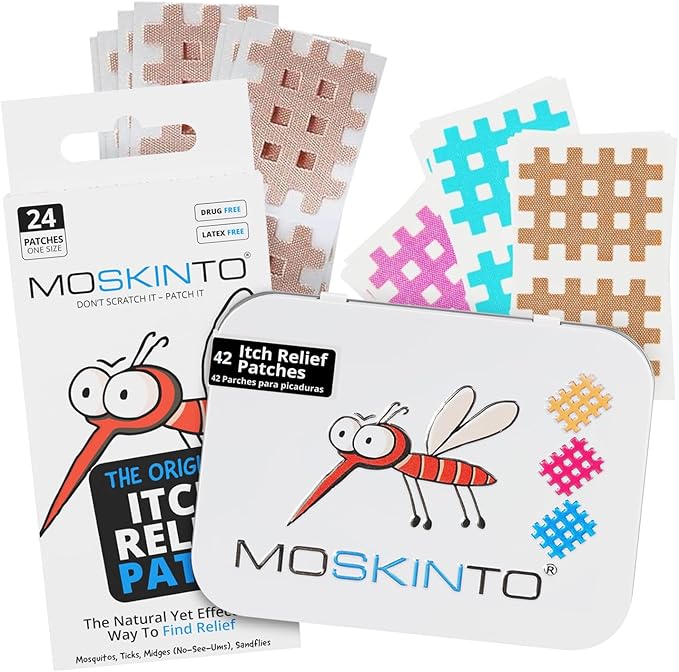 Moskinto The Original Itch Relief Patch, Mosquito Bite Patches for Kids and Adults, Instant Relief Natural Patches for Bug Bites, Travel Pack + Family Pack, Nude &amp; Colorful Patches, 66 Count