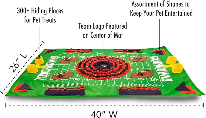 NFL New England Patriots Dog Snuffle Mat – Interactive Pet Slow Feeder, Football Field Design Food Puzzle Toy for Dogs &amp; Cats, Foraging Activity Mat for Smarter Feeding