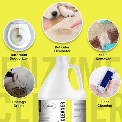 Multi-Purpose Probiotic Enzyme Cleaner, Made in USA - Pet Stain and Odor Remover - Concentrated - Professional &amp; Home Strength Drains, Floors, Bathrooms, Toilets Trash Can, (1 gallon, Citrus)