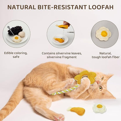 Catnip for Cats,Interactive Silvervine Sticks for Cats, Loofah Chew Cat Toys for Indoor Cats &amp; Kitten Teething Toys &amp; Cat Chew Toy,6 Pack