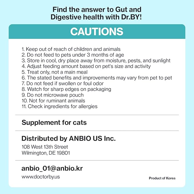 Dr.by CAT BIOME Cat Probiotics - Digestive &amp; Gut Support for Cats, Diarrhea Relief, Immunity Booster with Lactiplantibacillus plantarum Lickable Formula Individually Packaged