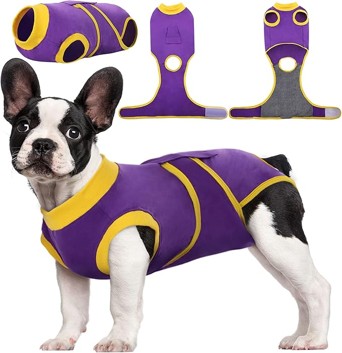Kuoser Recovery Suit for Dogs Cats After Surgery, Professional Pet Recovery Shirt Dog Abdominal Wounds Bandages, Substitute E-Collar &amp; Cone,Prevent Licking Dog Onesies Pet Surgery Recovery Suit
