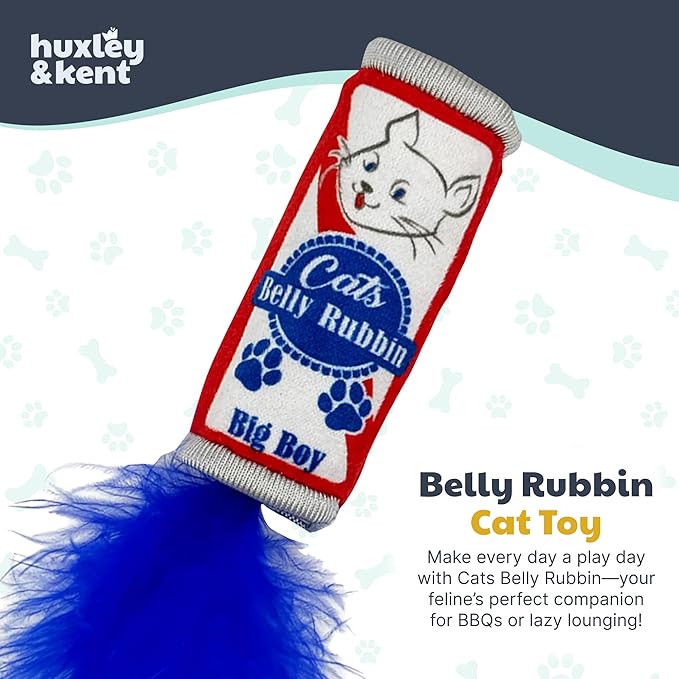 Huxley &amp; Kent Plush Cat Toy - Interactive Catnip Toy for Cats &amp; Kittens - Soft Kitty Toy with Crinkle &amp; Catnip - Fun Indoor Play Toy - Belly Rubbin