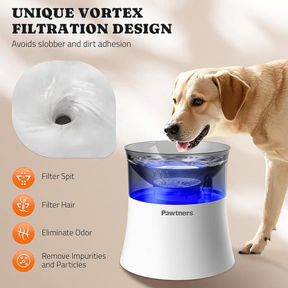Dog Water Fountain with Vortex Filtration Design, 3.5L/123oz Elevated Dog Water Bowl for Large Medium Dogs &amp; Cats, Automatic No Spill Water Dispenser with Deep Drinking Area and Ultra-Quiet Pump