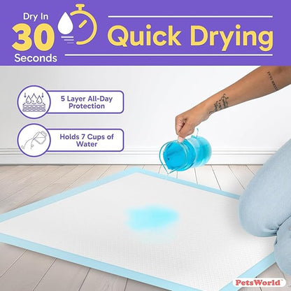 PETSWORLD Giant Dog Potty Pads, Odor-Eliminating, 36" x 36", Ultra Absorbent 5-Layer Leak-Proof Training Pads for Dogs &amp; Cats (36x36, 1800 Count)