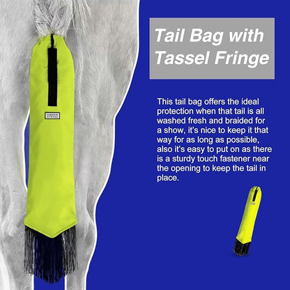 Harrison Howard Smooth Lightweight Adjustable Fastener Nylon Horse Tail Bag with Fringe