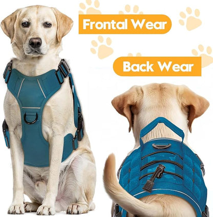 Heavy-Duty Tactical Dog Harness for Large Dogs, No Pull Adjustable Reflective Pet Vest with Molle System, K9 Military-Grade Control for Service Training, Outdoor &amp; 10+ Breeds, Blue, Small