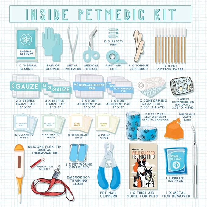 EVERLIT Pet Medic First Aid Kit | 95 Pcs Vet-Approved Medical, Outdoor &amp; Emergency Supplies for Dogs, Cats, Animal Care | Travel-Friendly Compact Bag for Home, Car and Travel (Valentine Lace)