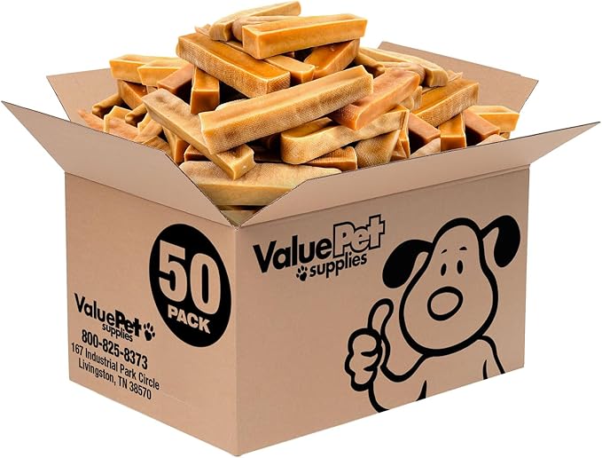 ValueBull Himalayan Yak Cheese Dog Chews, Extra Large, 50 ct Wholesale Pack - Long Lasting for Aggressive Chewers, All Natural, Healthy &amp; Safe, Low Odor Nepal Yak Milk Chews