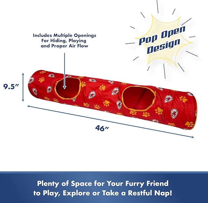 NFL Kansas City Chiefs Cat Tunnel Tube Toy with Plush Football Catnip and Feathers Collapsible Tunnel for Cats to Play, Peek and Hide, Sporty &amp; Fun Cat Tunnel Toy with Team Logo All-Over Design!