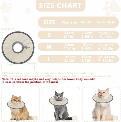 Lightweight Cat Cone Collar Soft, Soft Comfortable Cat Recovery Collar After Surgery, Elizabethan E Collar for Cats, Cone for Cats to Stop Licking (Khaki, Medium)