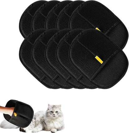 2025 Upgraded Pet Hair Removal Glove |Double-Sided – Reusable Grooming &amp; Bathing Glove for Dogs and Cats |Soft Silcone Touch |Easy Deshedding and Cleaning Mitt (Black, 10 PCS)