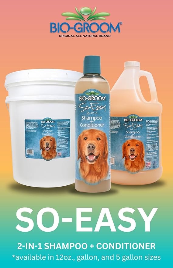 Bio-Groom So Easy 2 in 1 Shampoo &amp; Conditioner - Dog &amp; Puppy Shampoo and Conditioner 5 Gallon, Detangling Dog Wash, Bulk Size for Grooming, Soap Free, 12:1 Concentrate - Tropical Fruit Scent, 5 Gallon