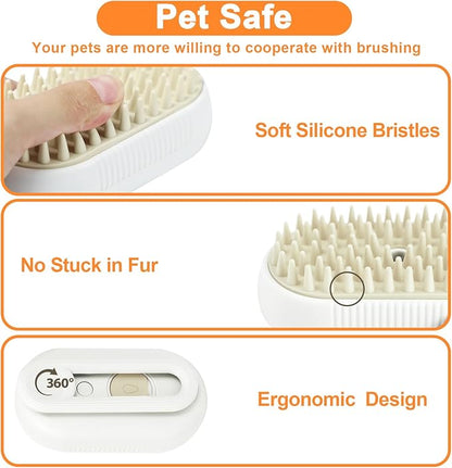 Nepfaivy Cat Steam Brush for Shedding - Steam Cat Brush for Indoor Cats, Rechargeable Steaming Pet Mist Water Steamer for Indoor Kitten, Pet Spray Hair Removal Comb for Massage, Spritz Defur Comb