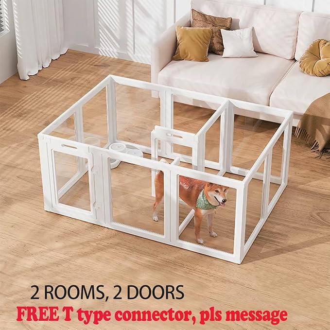 Clear Acrylic Dog Playpen Indoor, Easy Assemble Clear Pen for Pet Puppy Pig, 【𝐅𝐑𝐄𝐄 𝐓 𝐭𝐲𝐩𝐞 𝐩𝐢𝐞𝐜𝐞-𝐂𝐮𝐬𝐭𝐨𝐦𝐞𝐫 𝐬𝐞𝐫𝐯𝐢𝐜𝐞】 Sturdy &amp; Easy Cleaning Dog Fence (23.6" H, Door+Panel)