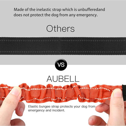 AUBELL Dog Seat Belt for Car,2 Pack Set 3-in-1 Adjustable Reflective Bungee Heavy Duty Dog Car Harness Tether with Clip Hook Latch &amp; Buckle,Swivel Zinc Alloy Carabiner,Black+Orange