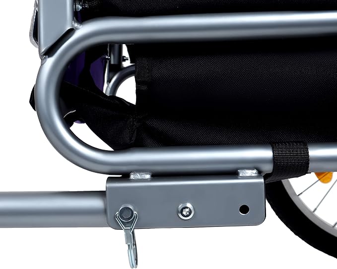 Blue-Grey Large Folding Bike Trailer for Dogs – Heavy-Duty Steel Frame, 66LB Capacity Pet Carrier for All-Terrain Cycling, Jogging &amp; Camping Adventures!