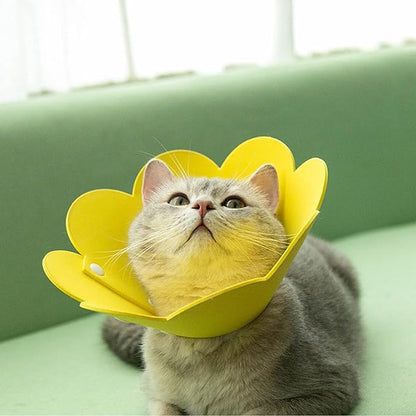 3-Piece Cat Recovery Collar Set - Sunflower Neck Cat Cone Anti-Licking Collars to Prevent Biting &amp; Scratching (Pink, Orange, Yellow, S)