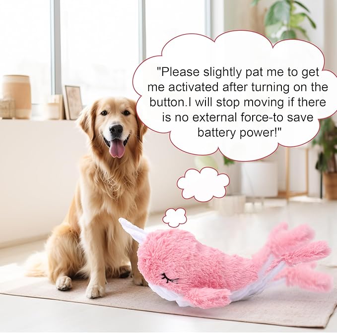 Mity rain 2 in 1 Interactive Dog Toys, Fish Dog Toy to Keep Them Busy, Plush Squeaky Dog Toys, Rechargeable Wiggly Pink Pet Toys for Small Medium Large Dogs, Moving Dog Toys for Indoor&amp;Outdoor