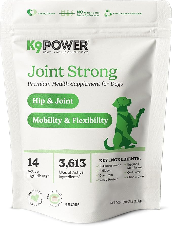 K9 Power Joint Strong Supplement 1 lb - Dog Joint Health &amp; Mobility Support with Glucosamine, Curcumin, Chondroitin, Hip &amp; Joint Pain Relief