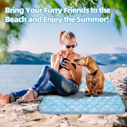 Homimp Dog Cooling Mat,27.5" x 38.5" Thicken Self-Cooling Mat for Dog Large,Internal Waterproof&amp; Endothermic,Washable Pet Ice Cool Pad Blanket,Pet Sleeping Pad for Indoor Outdoor in Summer, Non-Toxic