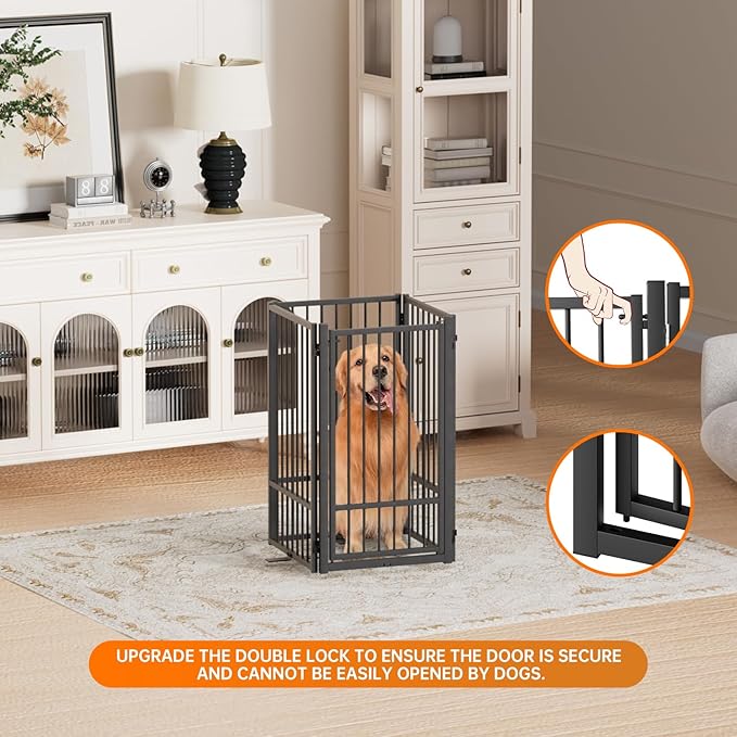 Full Metal Freestanding Dog Gate with Door, 36&