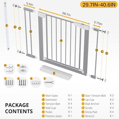 Cumbor 29.7"-40.6" Baby Gate for Stairs, Mom&